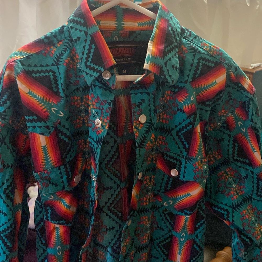 Aztec, vintage, pear snap cowboy shirt!!